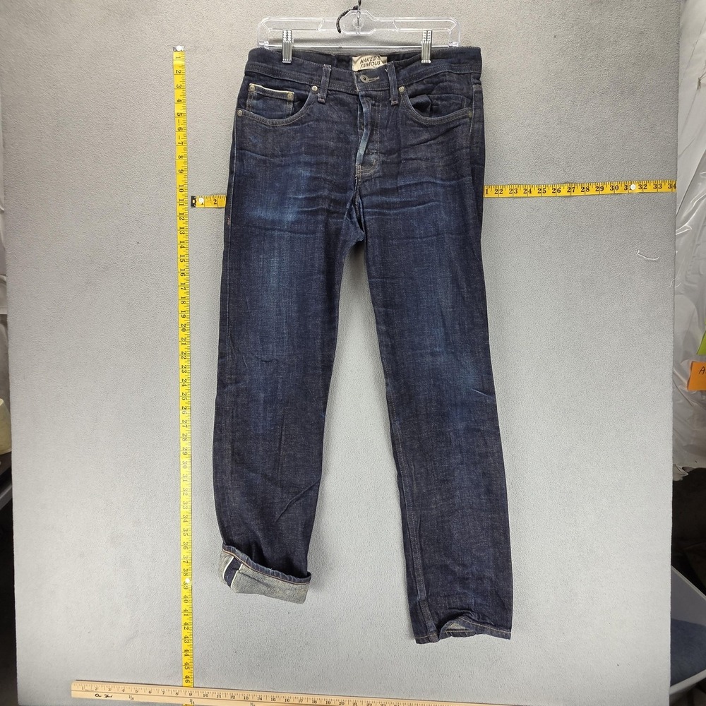 Naked & Famous Jeans Mens Blue Selvedge Weird Guy Honeycomb Whiskers Fits‎ 31x31